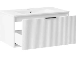 Mobile lavabo a parete con lavabo con impugnatura nera TILCARA Bianco
