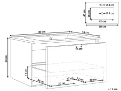Mobile lavabo a parete con lavabo con impugnatura nera TILCARA Bianco