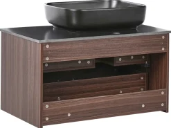 Mobile lavabo a parete con lavabo ARICA Marrone scuro