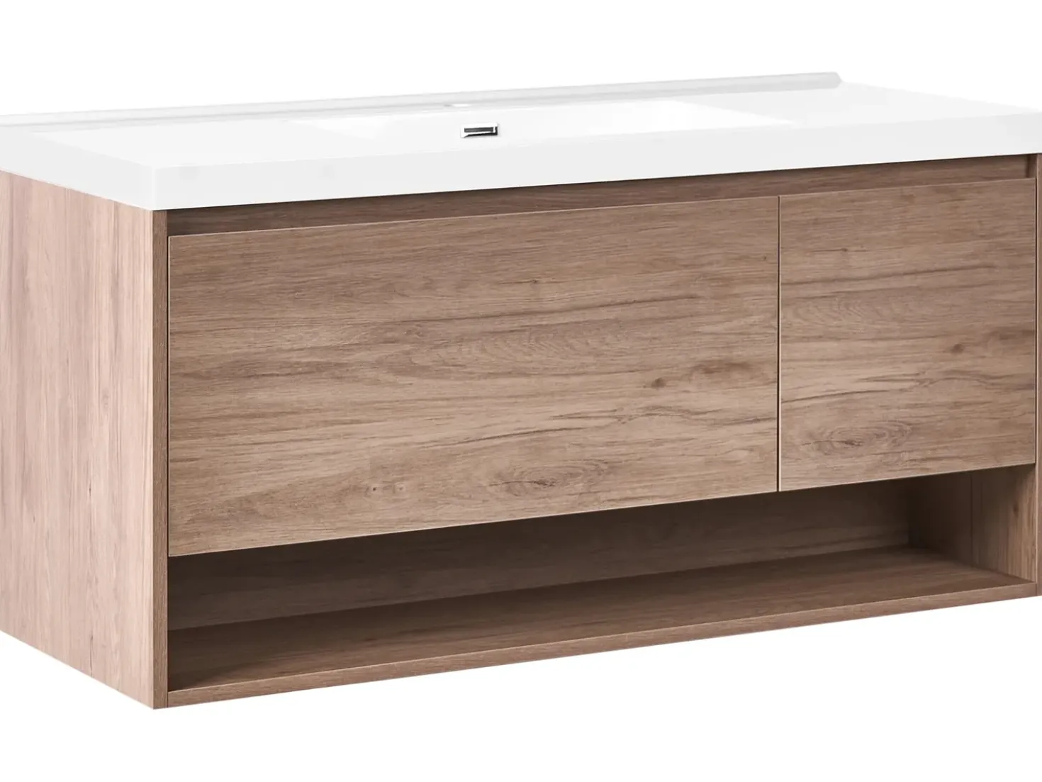 Mobile lavabo a parete con lavabo UMAYO Marrone chiaro
