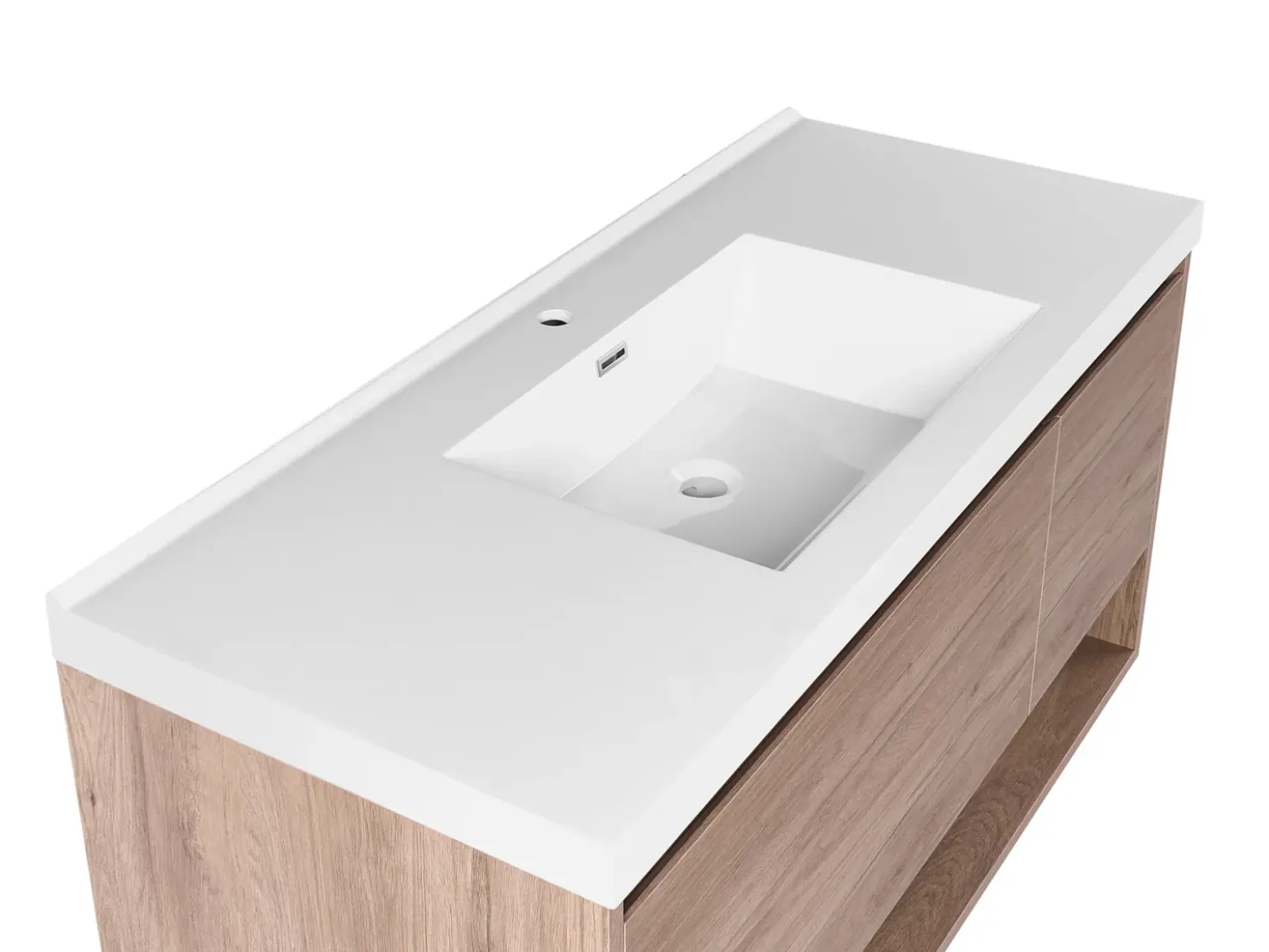 Mobile lavabo a parete con lavabo UMAYO Marrone chiaro