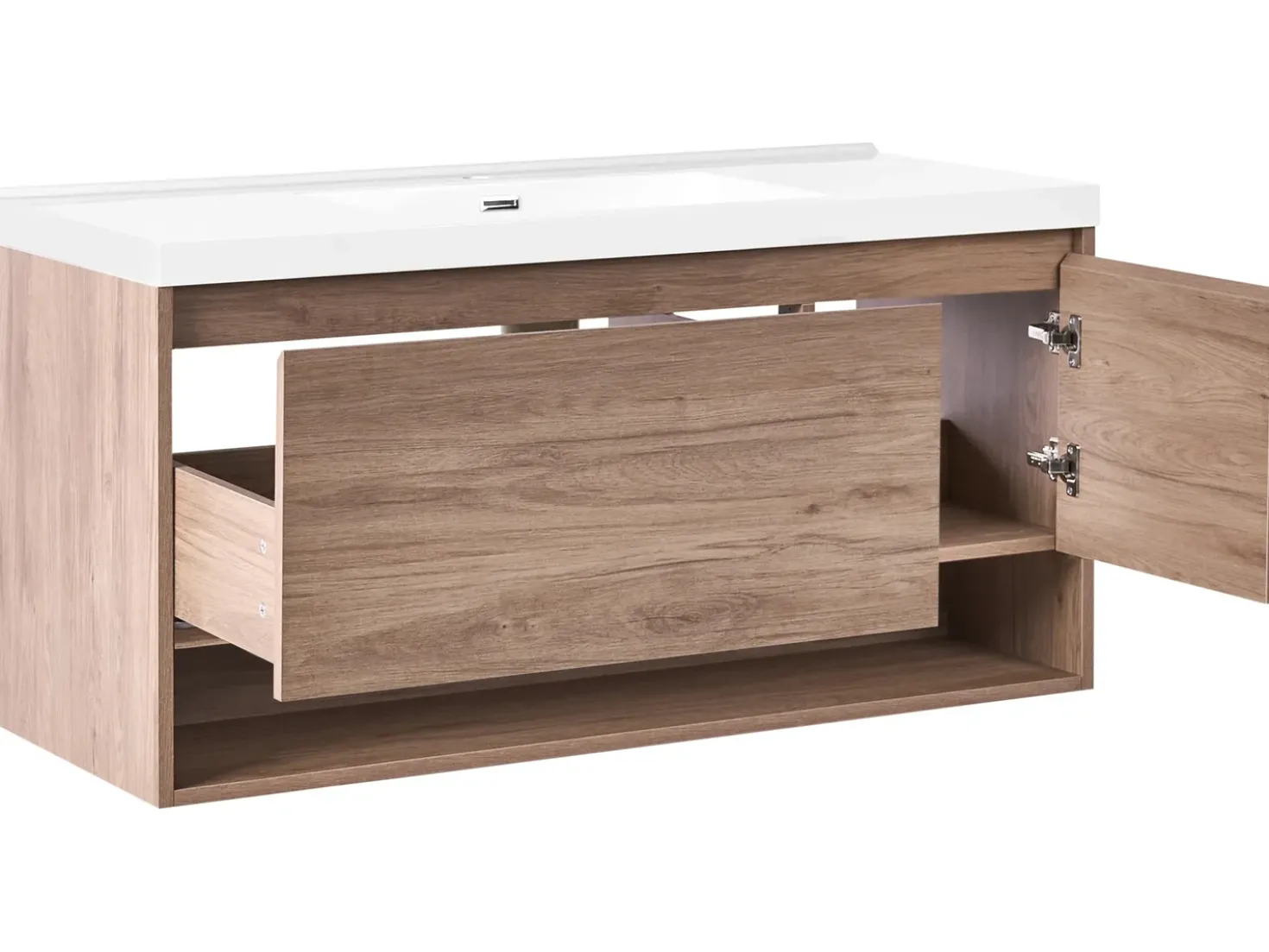 Mobile lavabo a parete con lavabo UMAYO Marrone chiaro