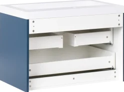 Mobile lavabo a parete con lavabo con impugnatura dorata LAGO Blu scuro