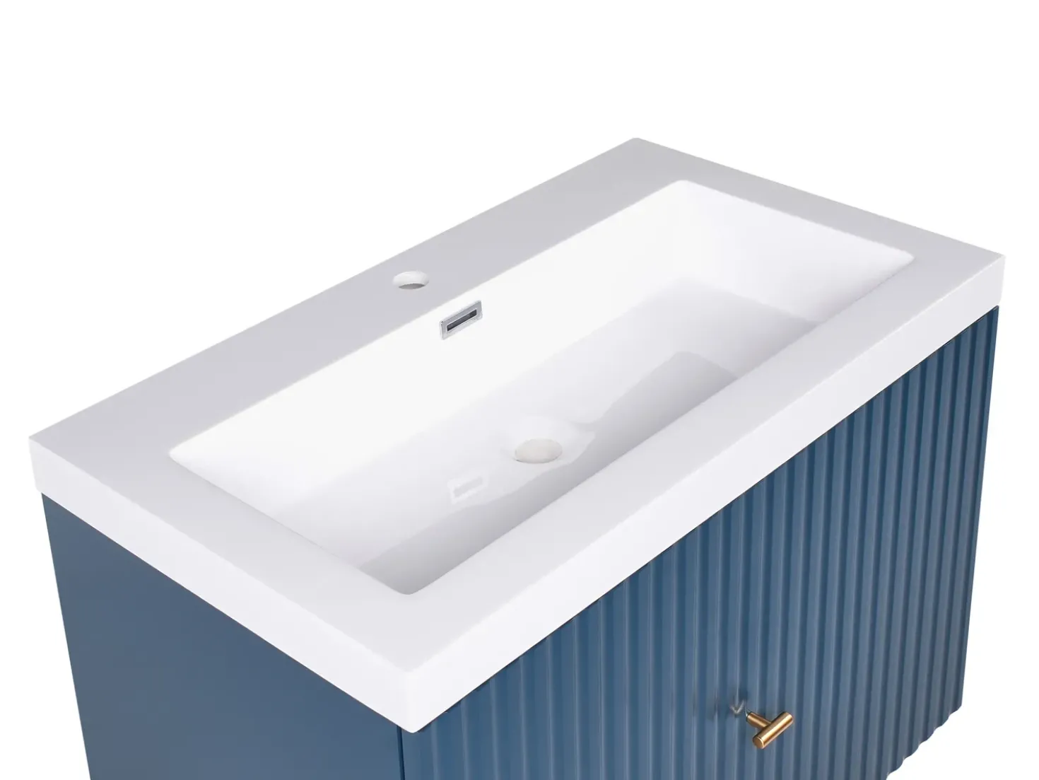 Mobile lavabo a parete con lavabo con impugnatura dorata LAGO Blu scuro