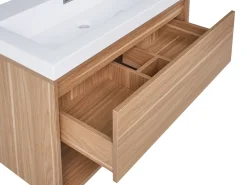 Mobile lavabo a parete con lavabo BERBICE Marrone chiaro