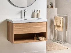 Mobile lavabo a parete con lavabo BERBICE Marrone chiaro