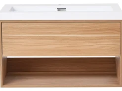Mobile lavabo a parete con lavabo BERBICE Marrone chiaro