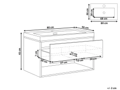 Mobile lavabo a parete con lavabo BERBICE Marrone chiaro