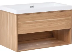 Mobile lavabo a parete con lavabo BERBICE Marrone chiaro
