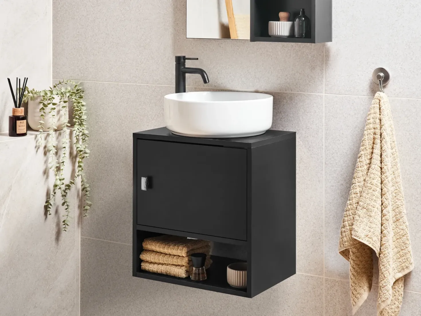 Mobile lavabo a parete LIMERIA 45 cm Nero
