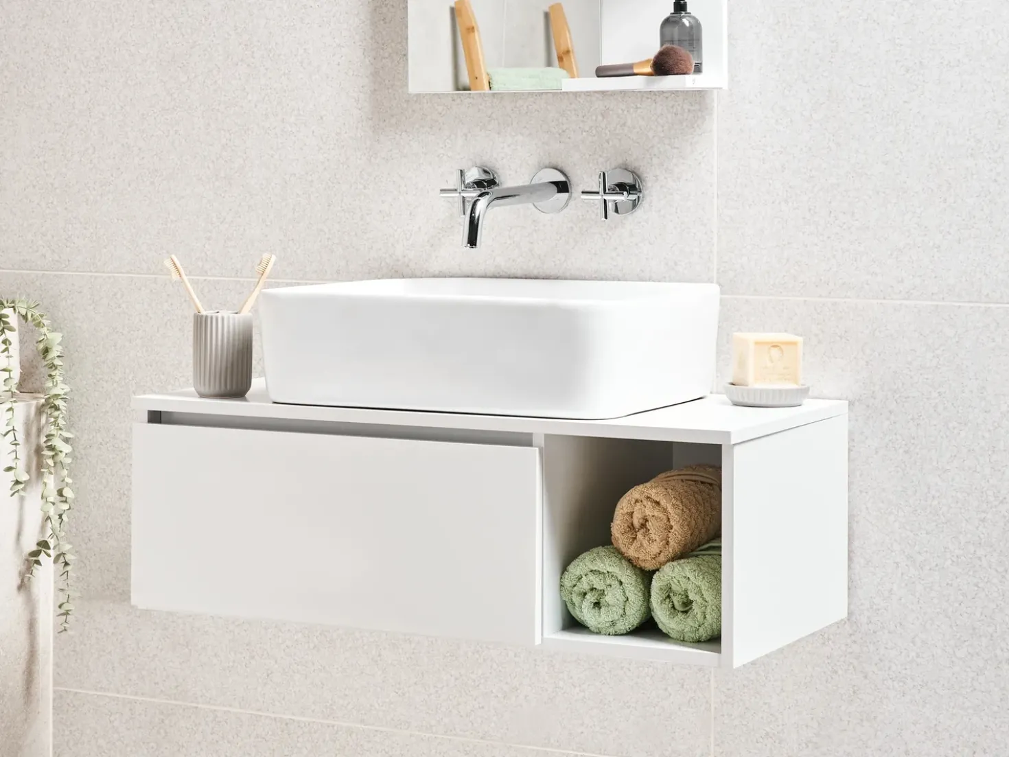 Mobile lavabo a parete RUPANCO 80 cm Bianco