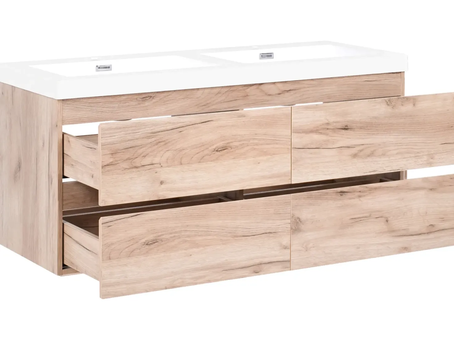 Mobile lavabo doppio a parete RANCO Marrone chiaro