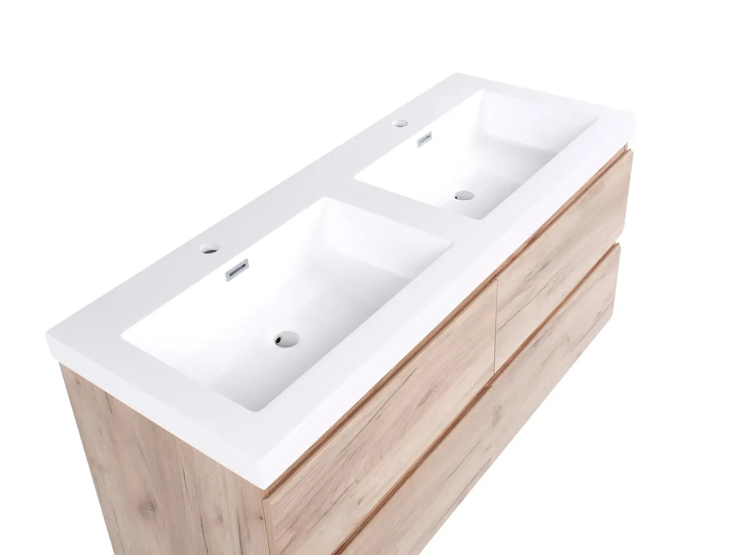 Mobile lavabo doppio a parete RANCO Marrone chiaro