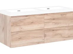 Mobile lavabo doppio a parete RANCO Marrone chiaro