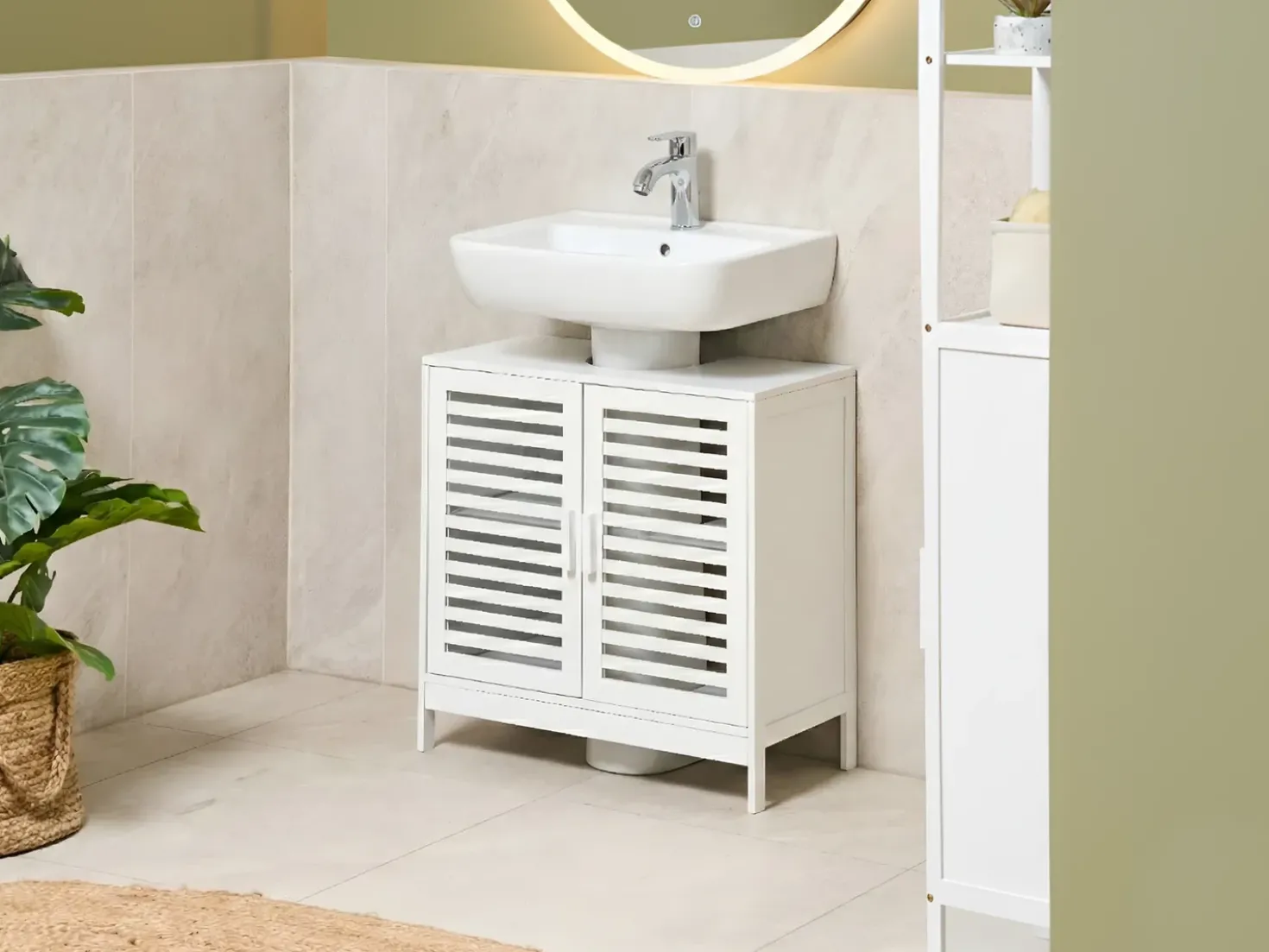 Mobile lavabo MISSOULA Bambù 60 cm Bianco