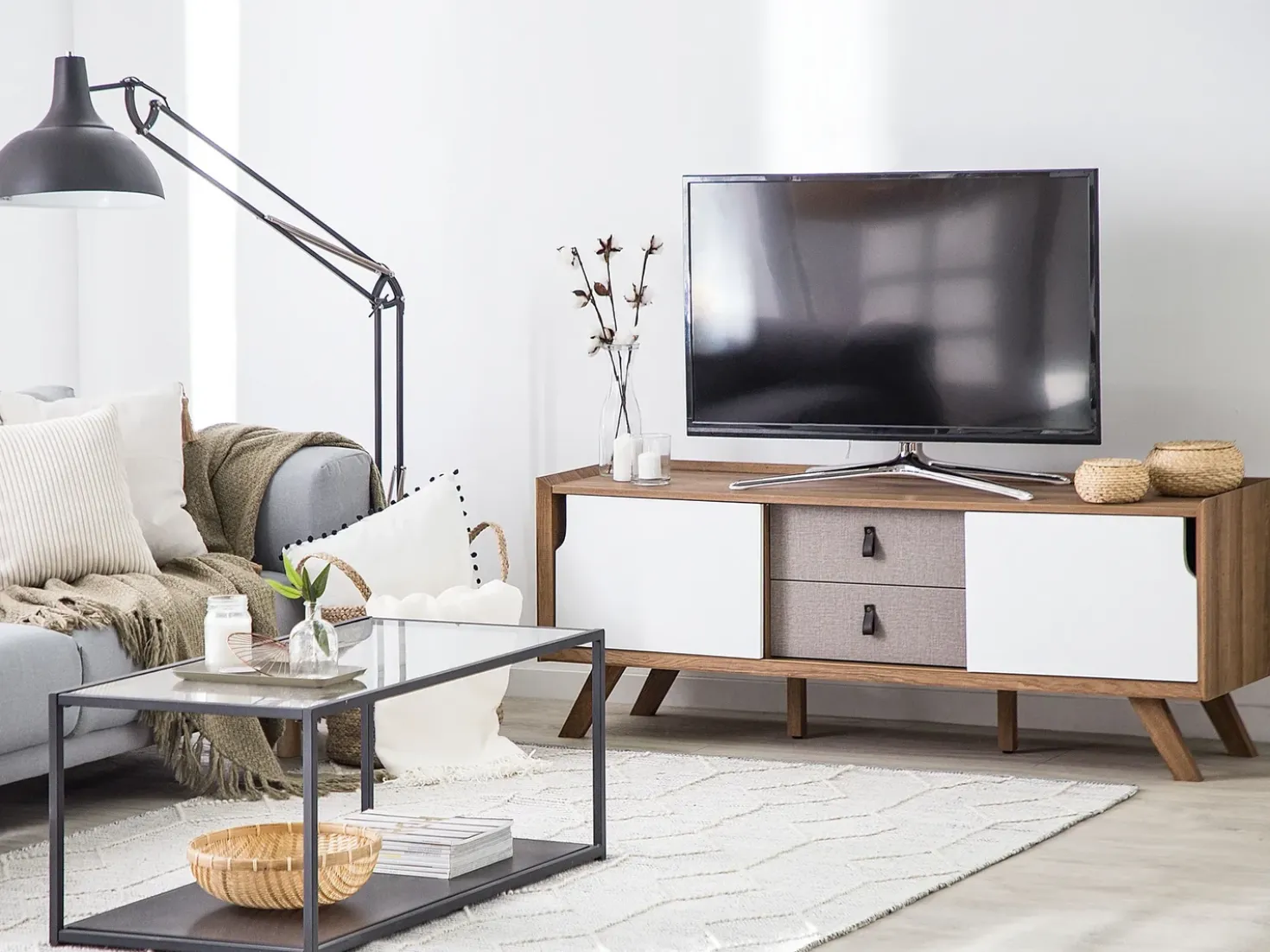 Mobile TV ACTON Marrone/Bianco
