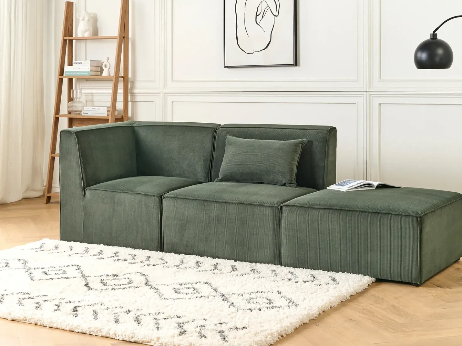 Modulo Angolare LEMVIG Velluto a coste Verde