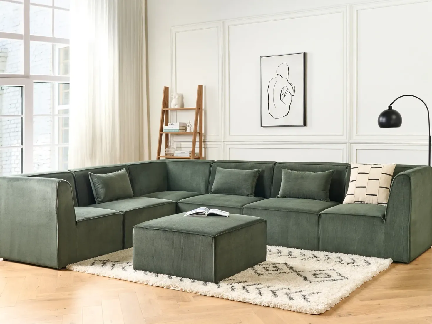 Modulo Angolare LEMVIG Velluto a coste Verde