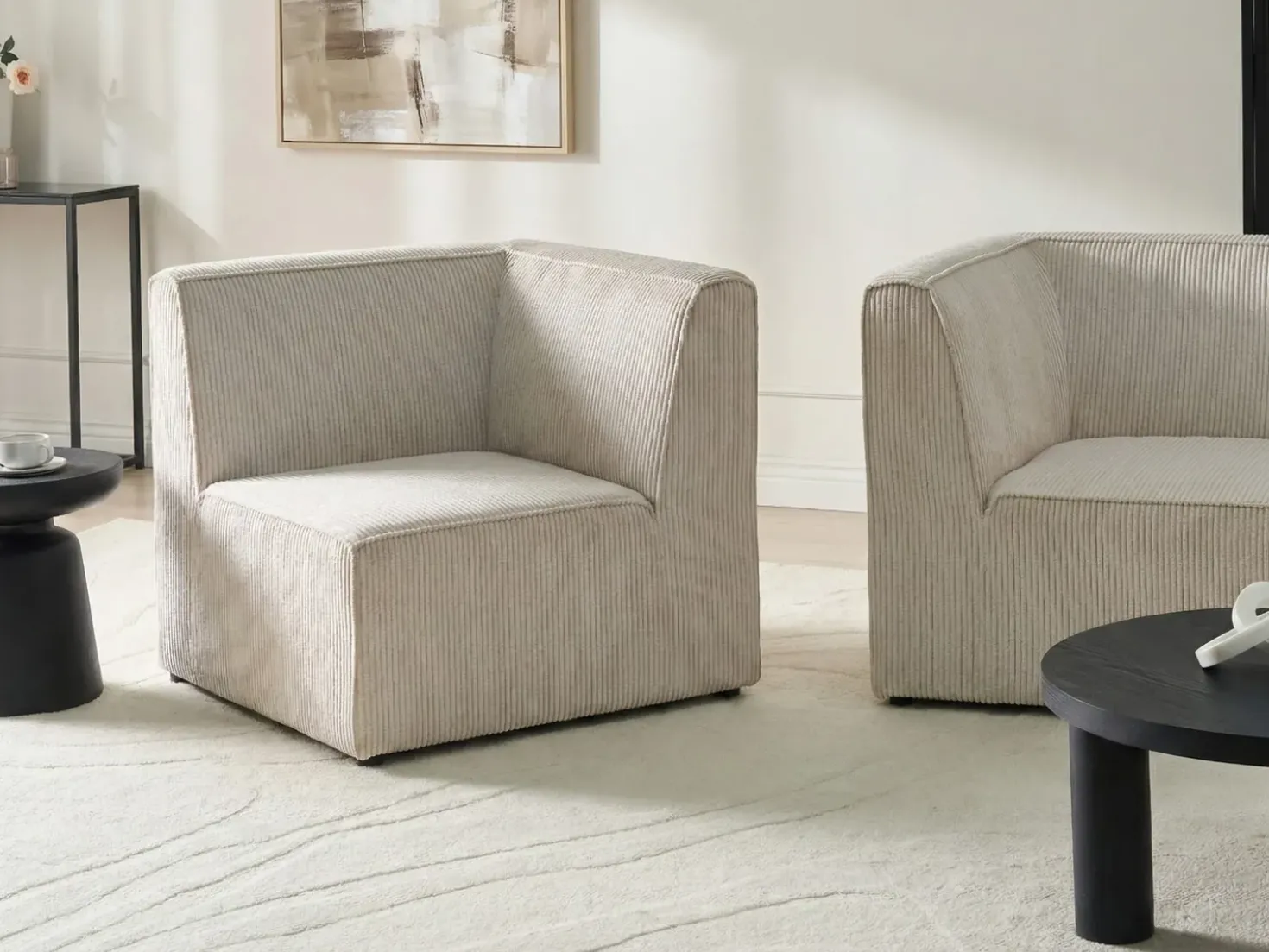 Modulo Angolare LEMVIG Velluto a coste Beige Lato destro