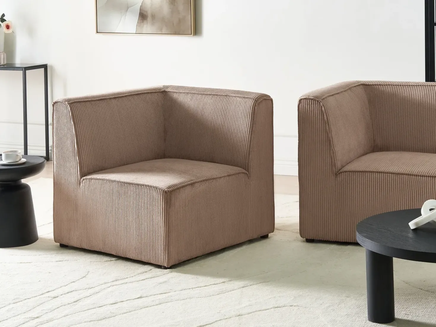 Modulo Angolare LEMVIG Velluto a coste Beige sabbia Lato destro