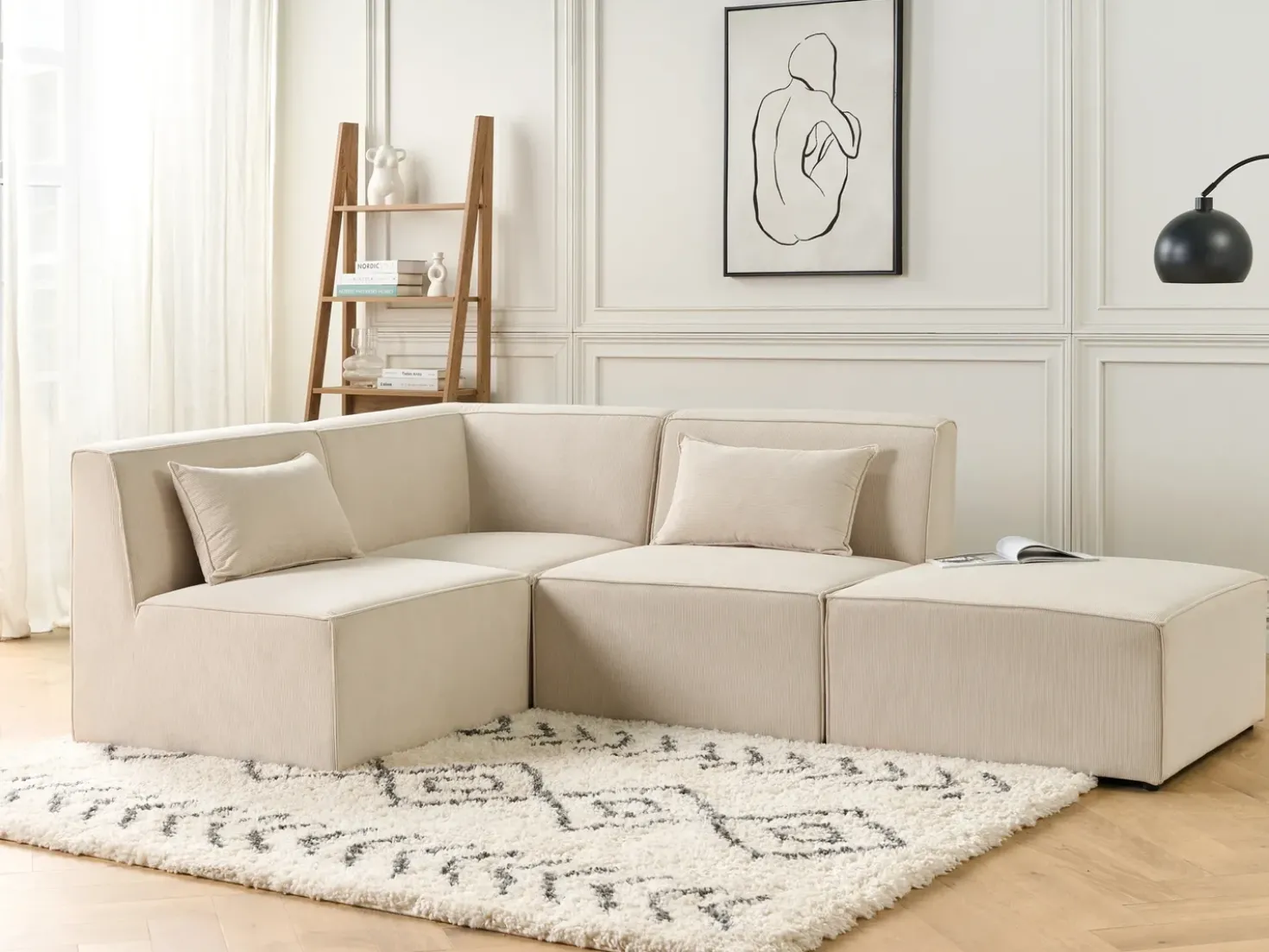 Modulo Angolare LEMVIG Velluto a coste Beige chiaro