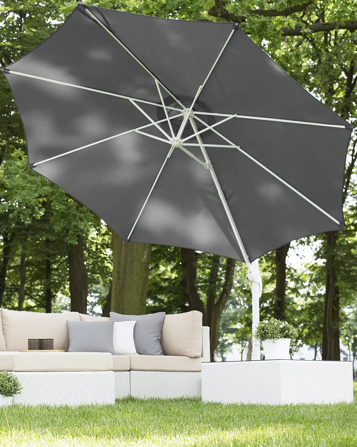 Ombrellone a sbalzo 300 cm SAVONA Grigio scuro Grigio
