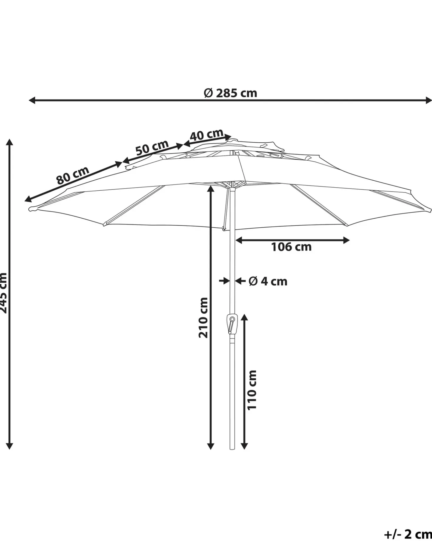 Ombrellone da esterno 285 cm BIBIONE Verde smeraldo