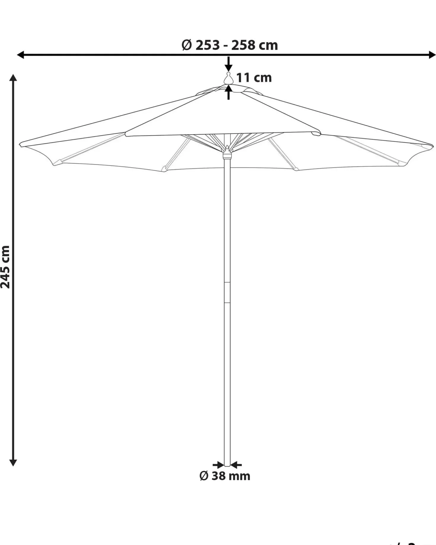 Ombrellone da esterno 260 cm FERENTILLO Beige/Bianco