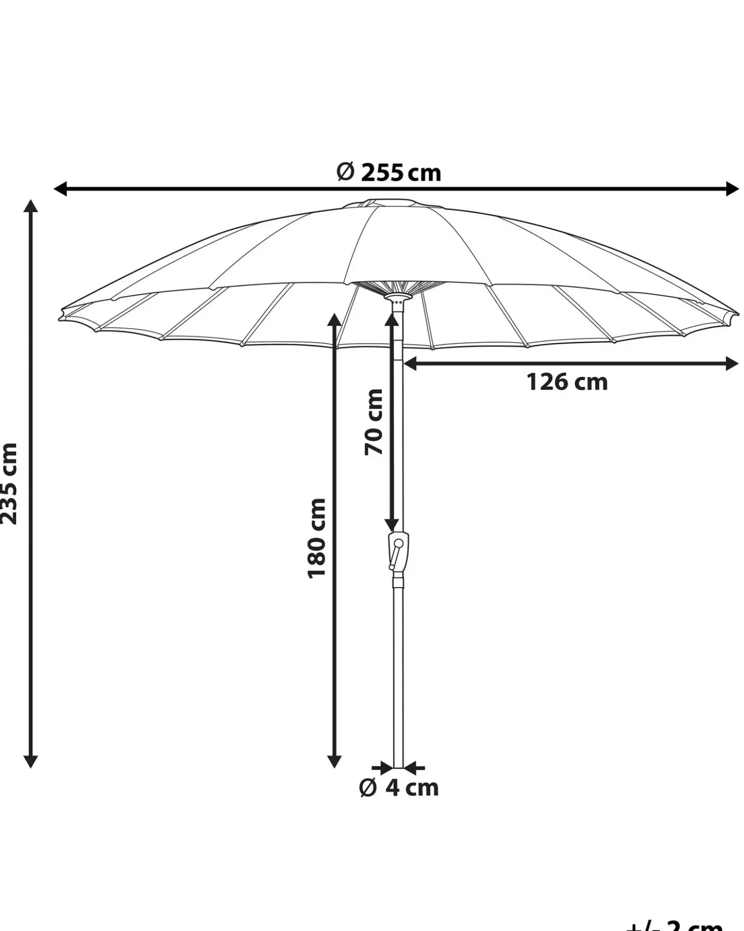 Ombrellone da esterno 255 cm BAIA Grigio chiaro