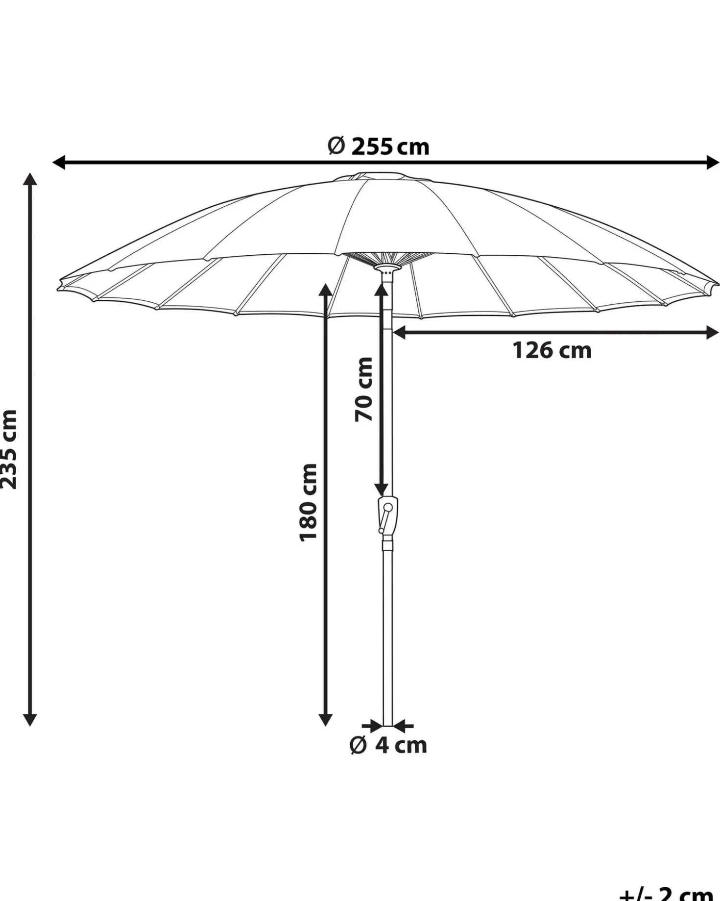 Ombrellone da esterno 255 cm BAIA Beige chiaro