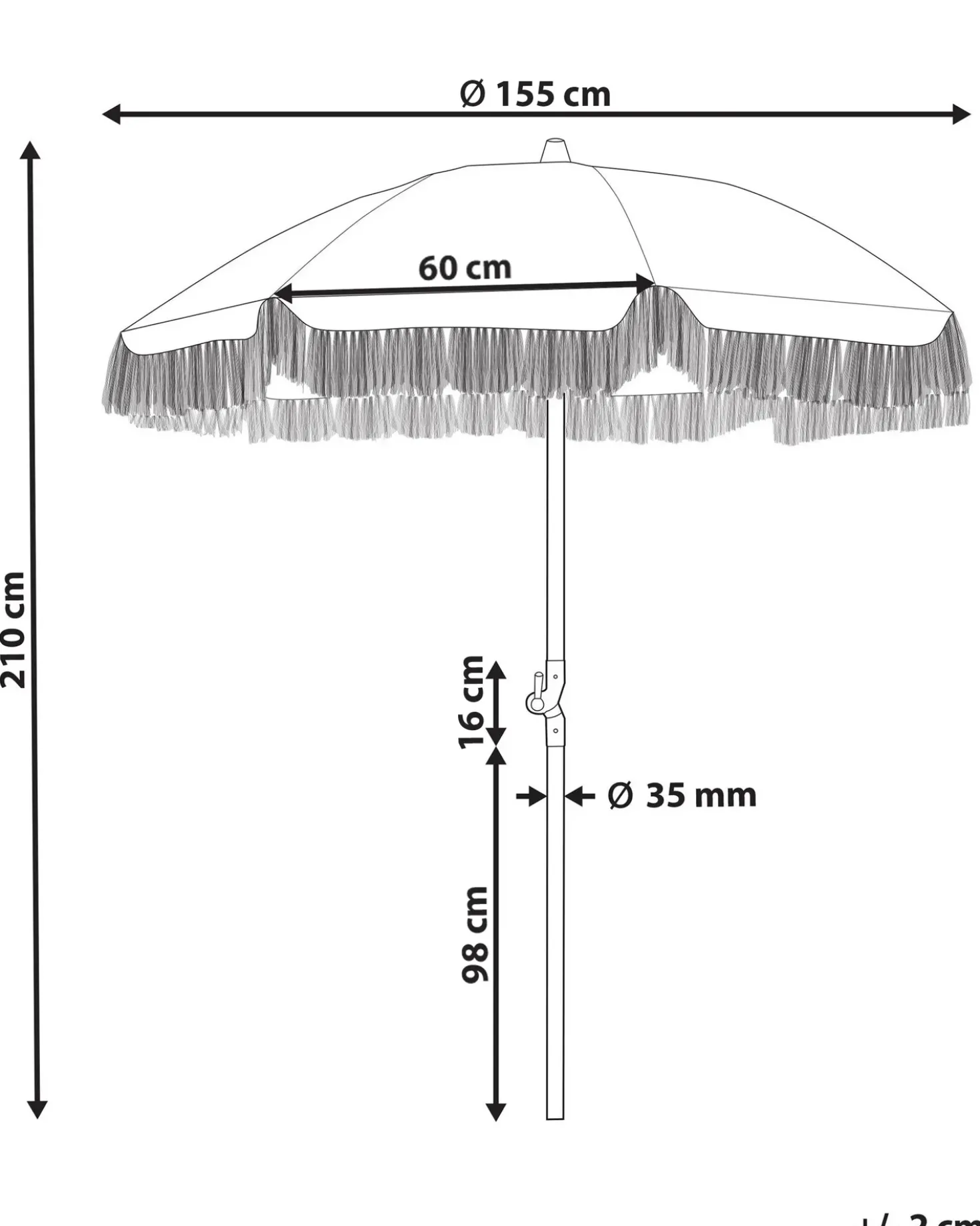 Ombrellone da giardino 155 cm MONDELLO Bianco/Nero