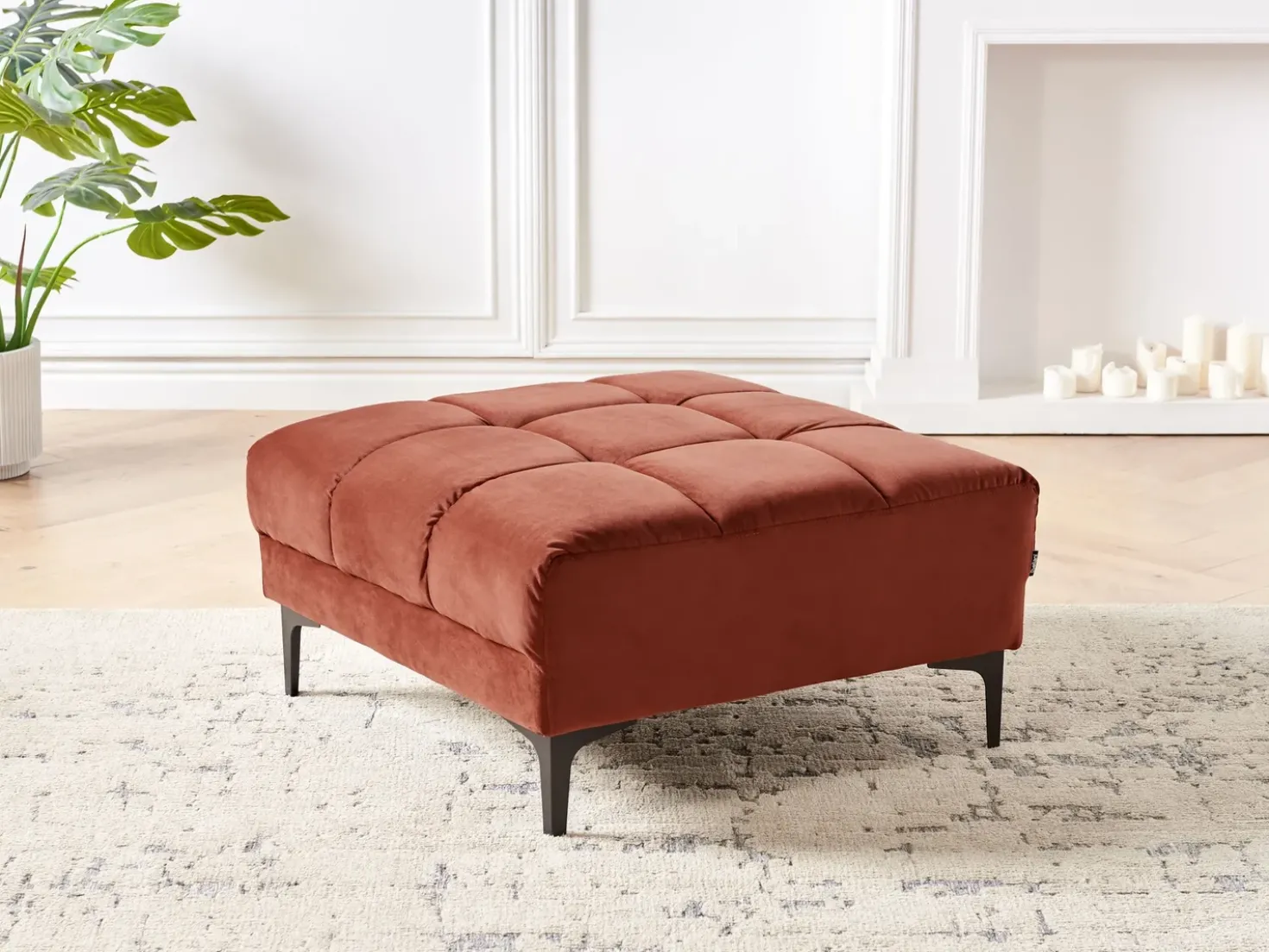 Ottomana ALNES Velluto Rosso chiaro