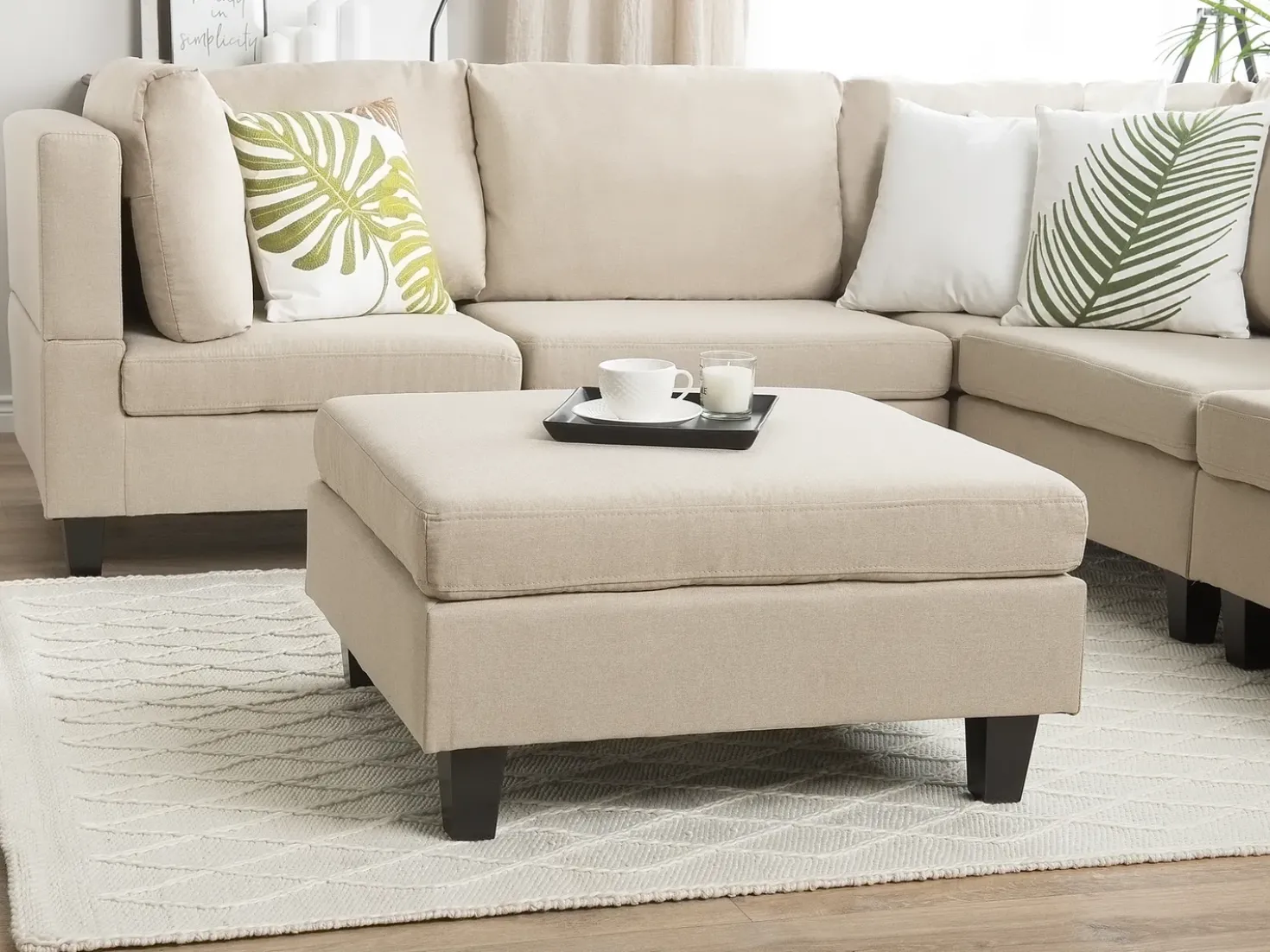 Ottomana FEVIK Tessuto Beige