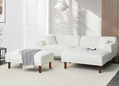 Ottomana HOLT Bouclé Bianco