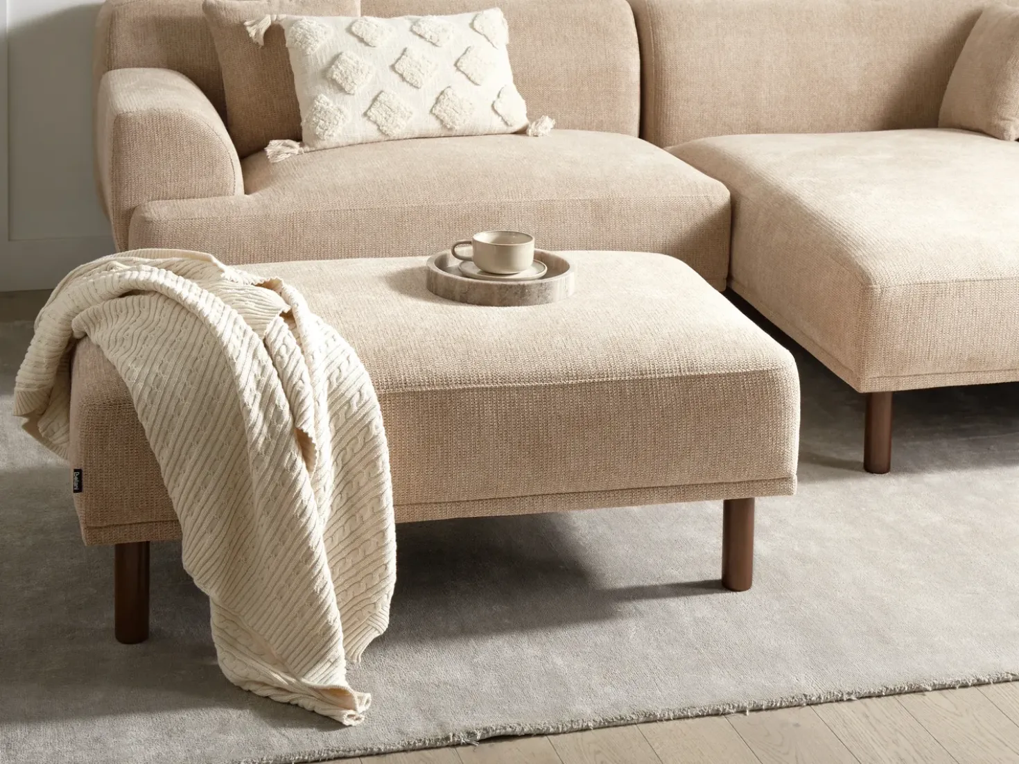 Ottomana HOLT Tessuto Beige