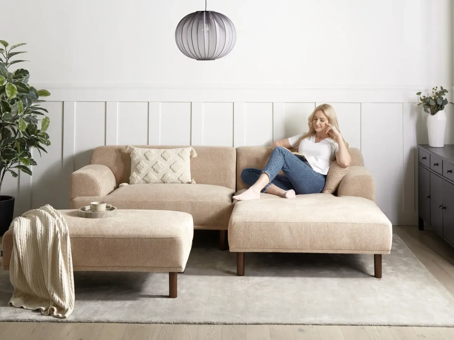 Ottomana HOLT Tessuto Beige
