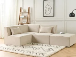 Ottomana LEMVIG Velluto a coste Beige chiaro