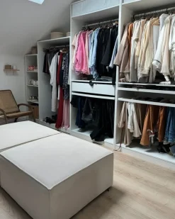 Ottomana LEMVIG Velluto a coste Beige chiaro