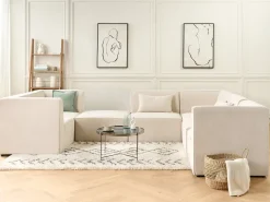 Ottomana LEMVIG Velluto a coste Beige chiaro
