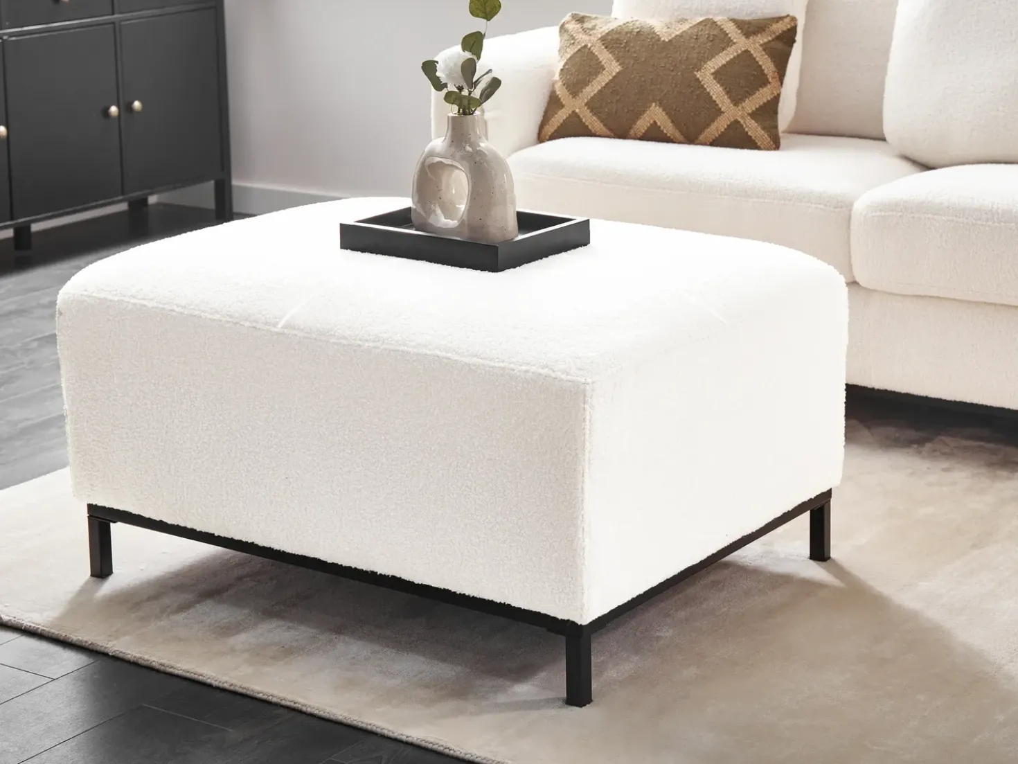 Ottomana OSLO Bouclé Bianco