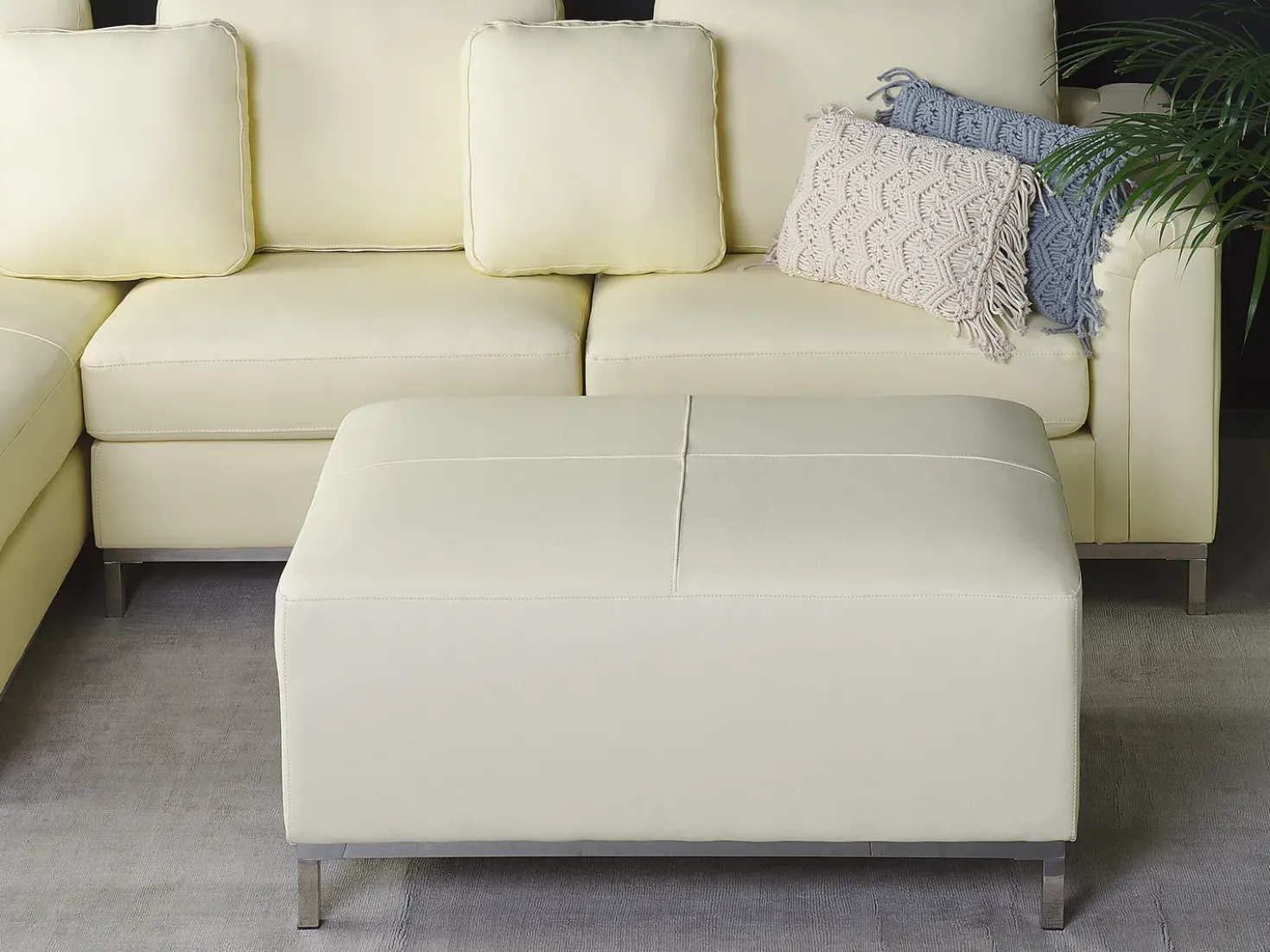 Ottomana OSLO Pelle naturale Beige chiaro