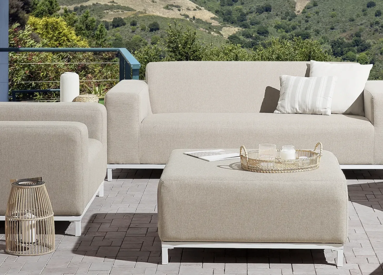 Ottomana ROVIGO Tessuto Beige
