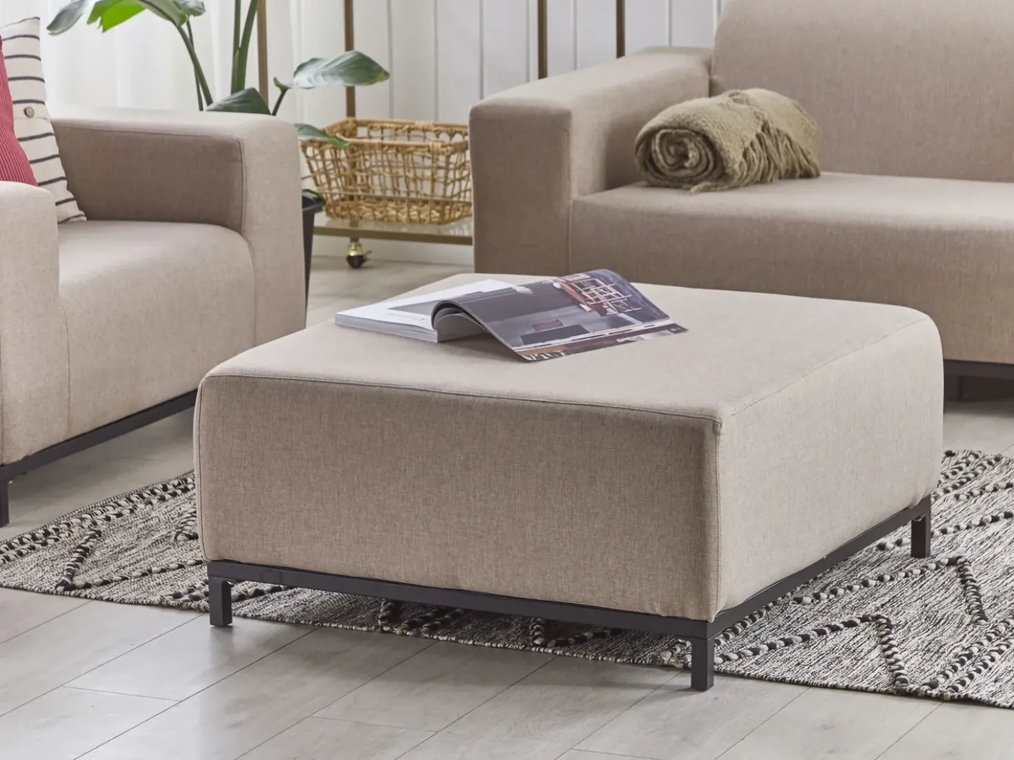 Ottomana ROVIGO Tessuto Beige