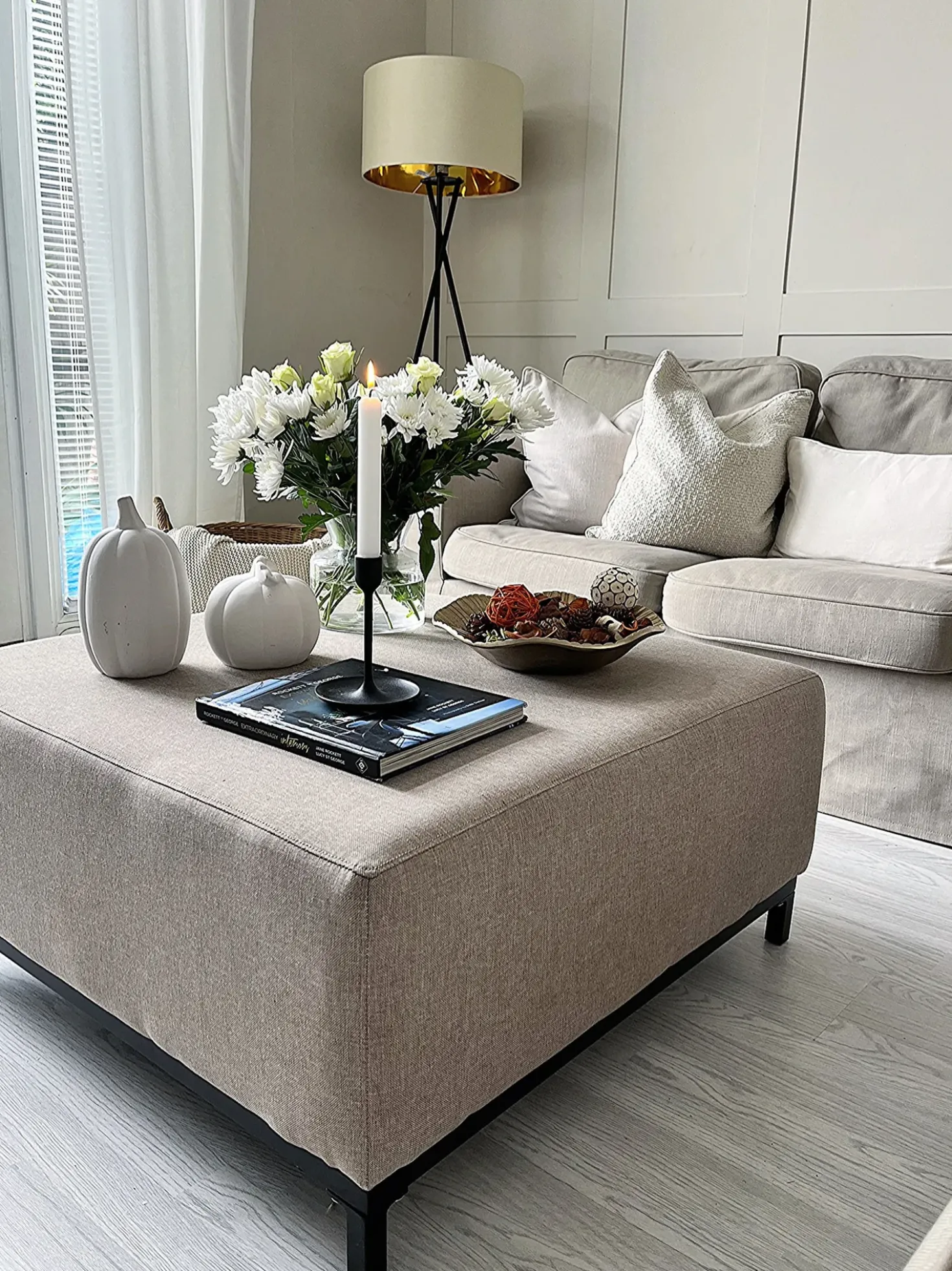 Ottomana ROVIGO Tessuto Beige