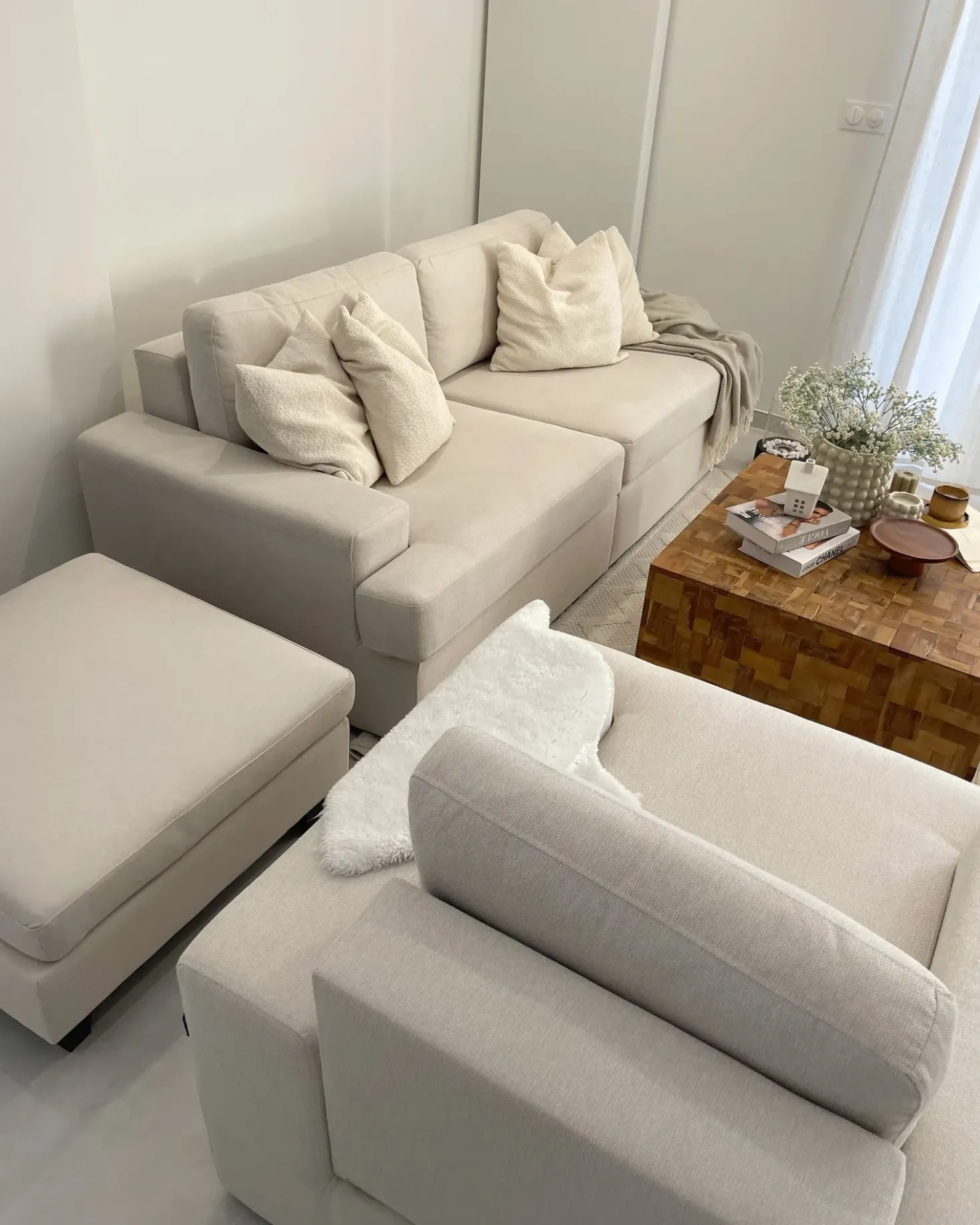 Ottomana UNSTAD Tessuto Beige chiaro