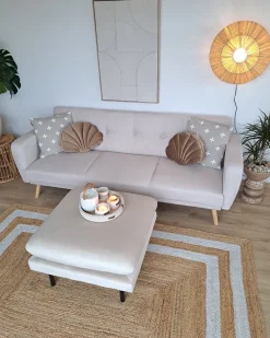 Ottomana VINTERBRO Velluto Beige chiaro
