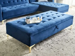 Ottomano contenitore ABERDEEN Velluto Blu marino