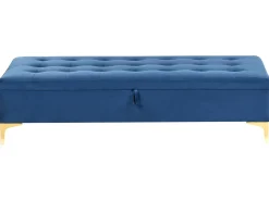 Ottomano contenitore ABERDEEN Velluto Blu marino