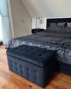 Ottomano contenitore MICHIGAN Velluto Nero