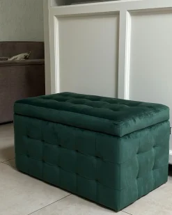 Ottomano contenitore MICHIGAN Velluto Verde scuro